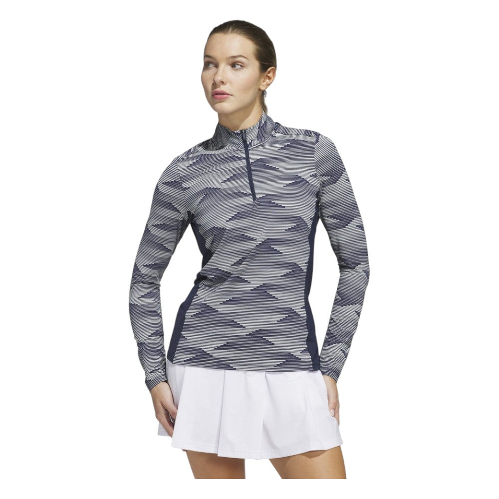 adidas Ladies Ultimate365 Printed Quarter-Zip Mock Golf Polo Shirt IM7886 – Image 2