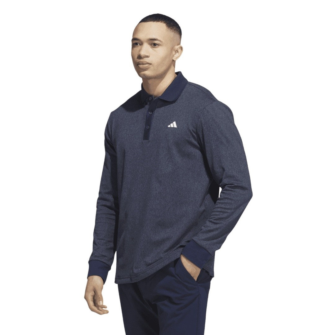 adidas Long Sleeve Heather Golf Polo Shirt HZ0426 – Image 2