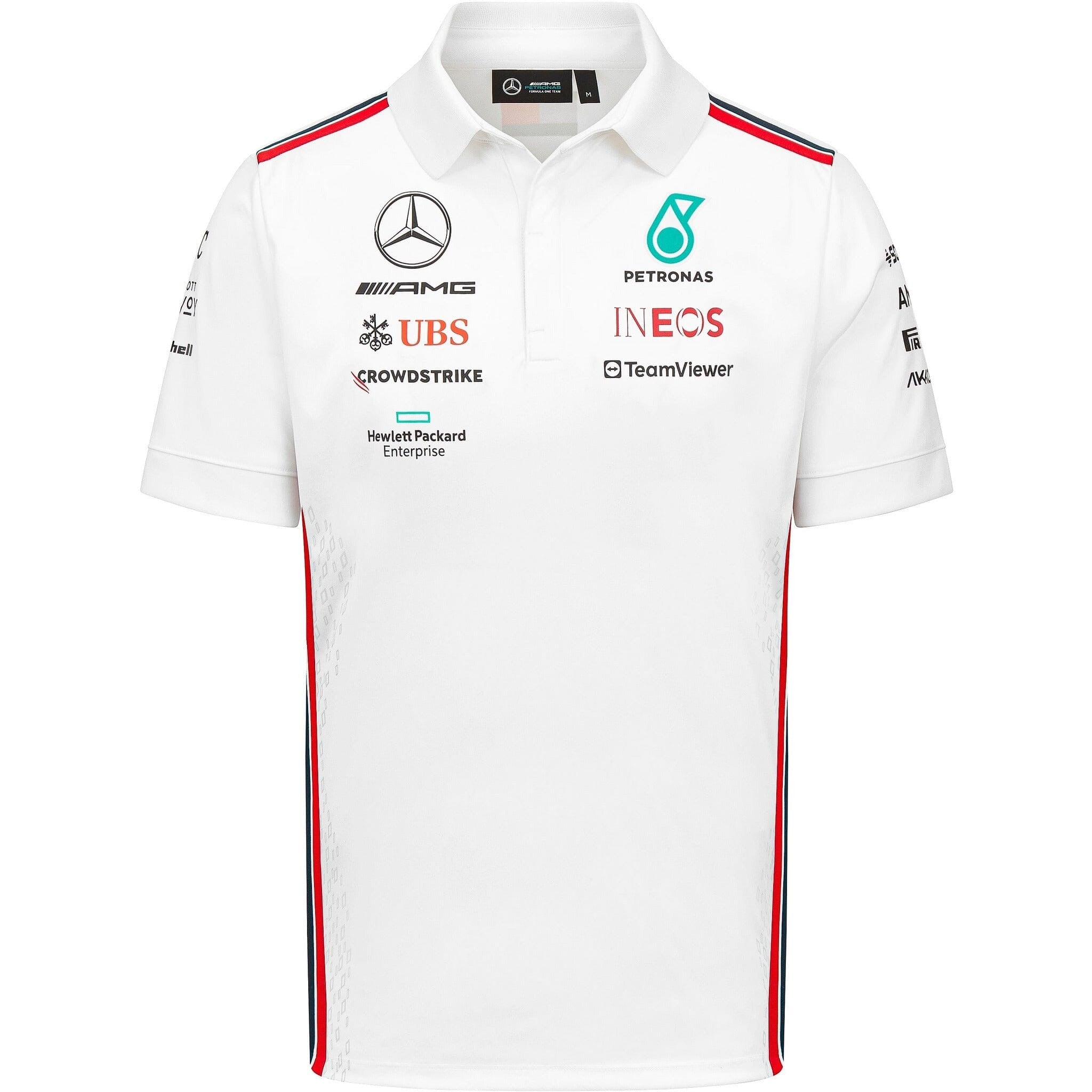 Mercedes AMG Petronas F1 Men's Team Polo - Black/White – Image 2
