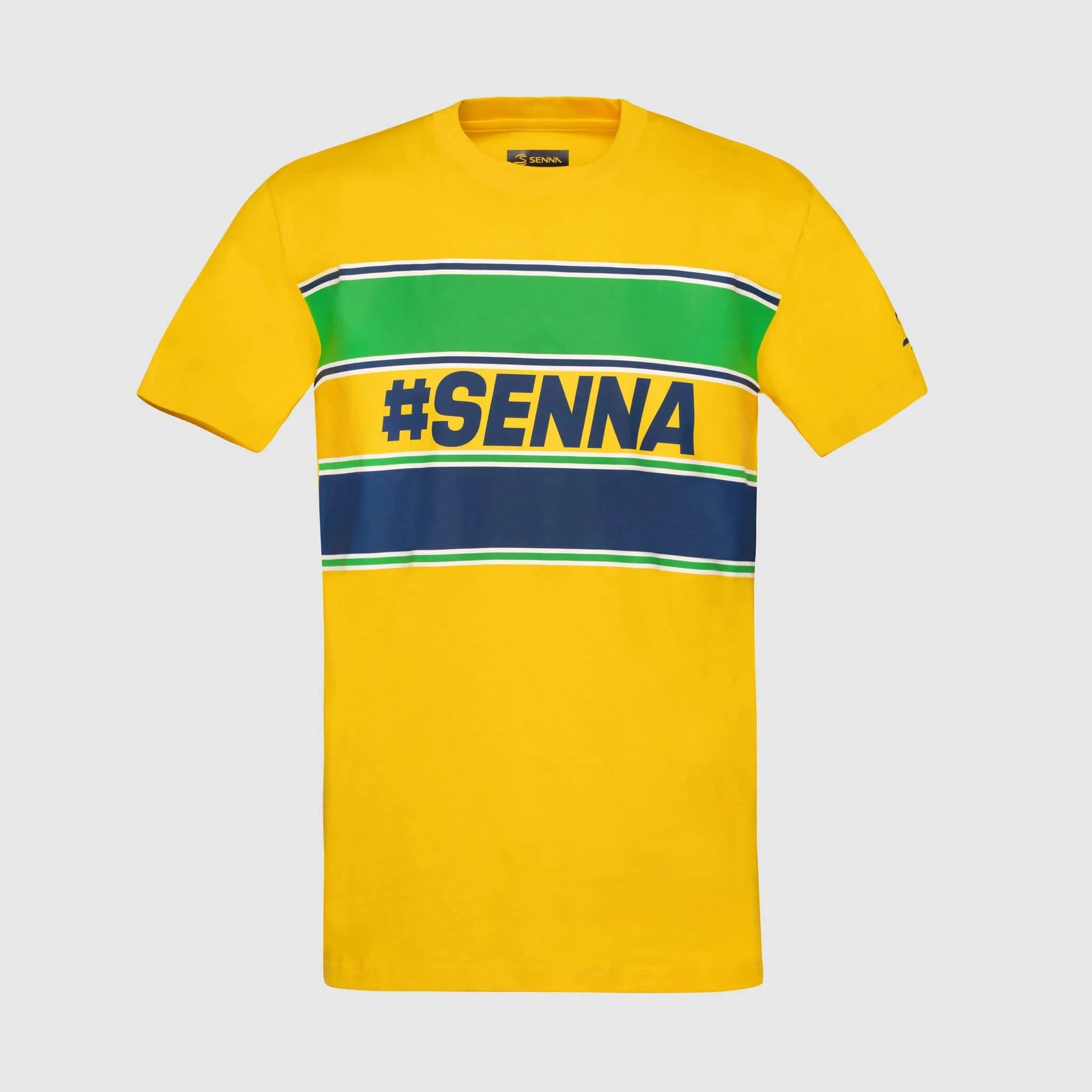 Ayrton Senna F1 Men's #Senna T-Shirt - Blue/Yellow/White