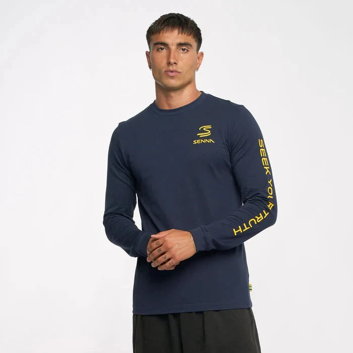 Ayrton Senna F1 Men's Legacy Long Sleeve T-Shirt - Navy/White – Image 4