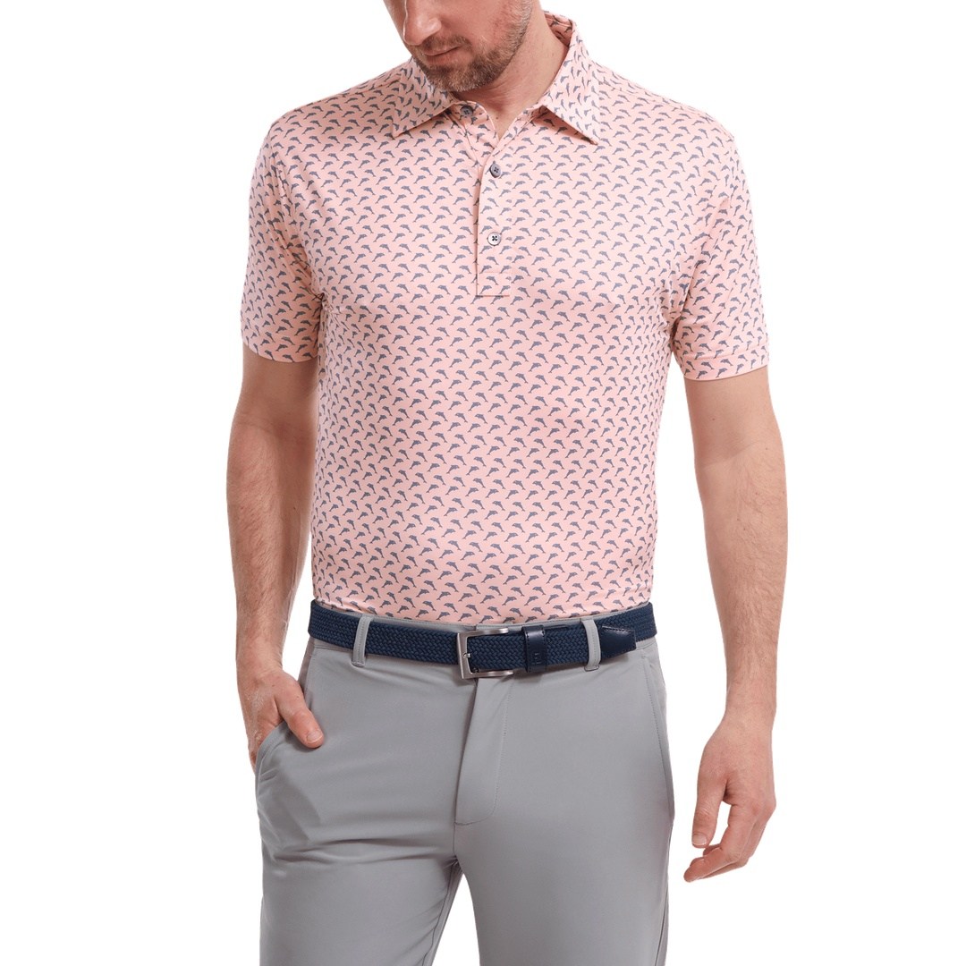 FootJoy Leaping Dolphins Print Lisle Golf Shirt 88352 – Image 3