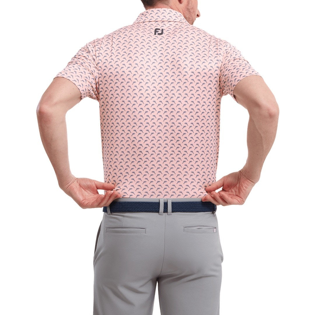 FootJoy Leaping Dolphins Print Lisle Golf Shirt 88352 – Image 4