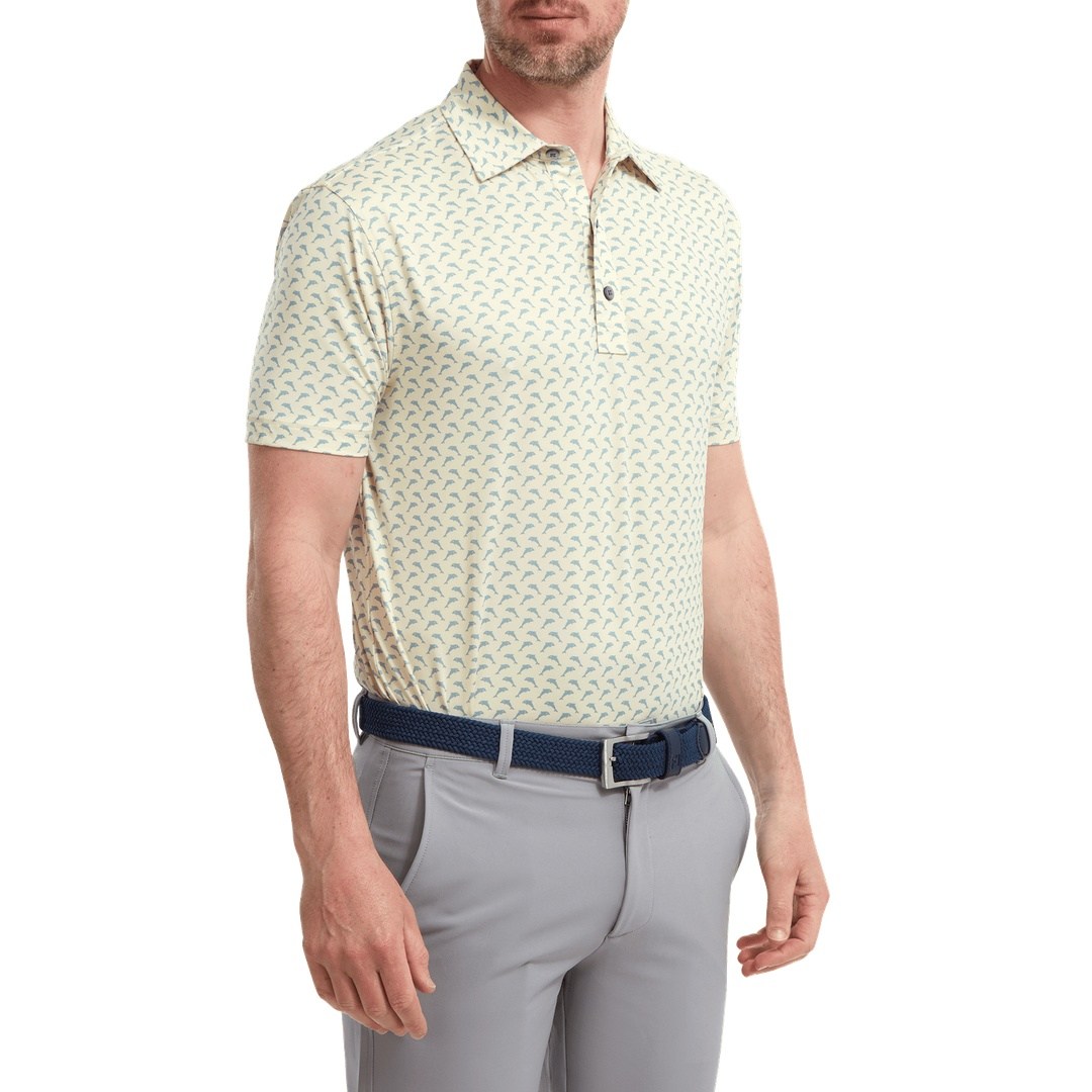 FootJoy Leaping Dolphins Print Lisle Golf Shirt 88354 – Image 3