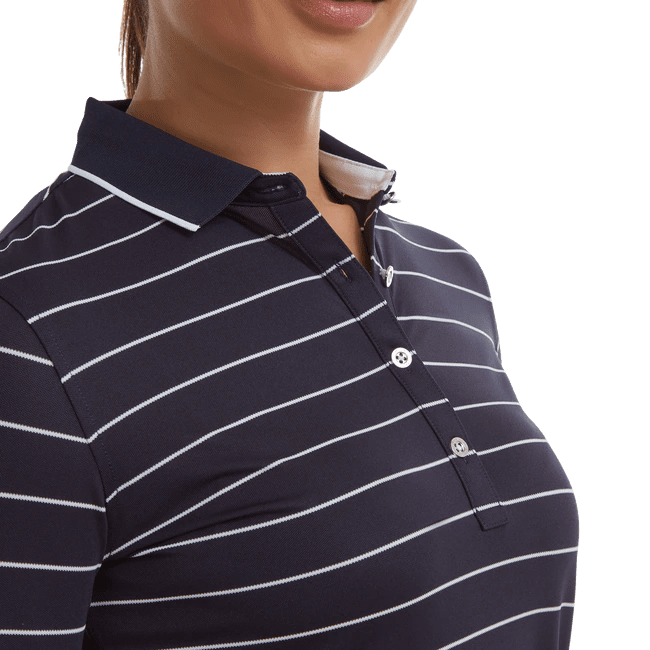 FootJoy Ladies 3/4 Sleeve Pinstripe Pique Golf Polo Shirt 88460 – Image 4