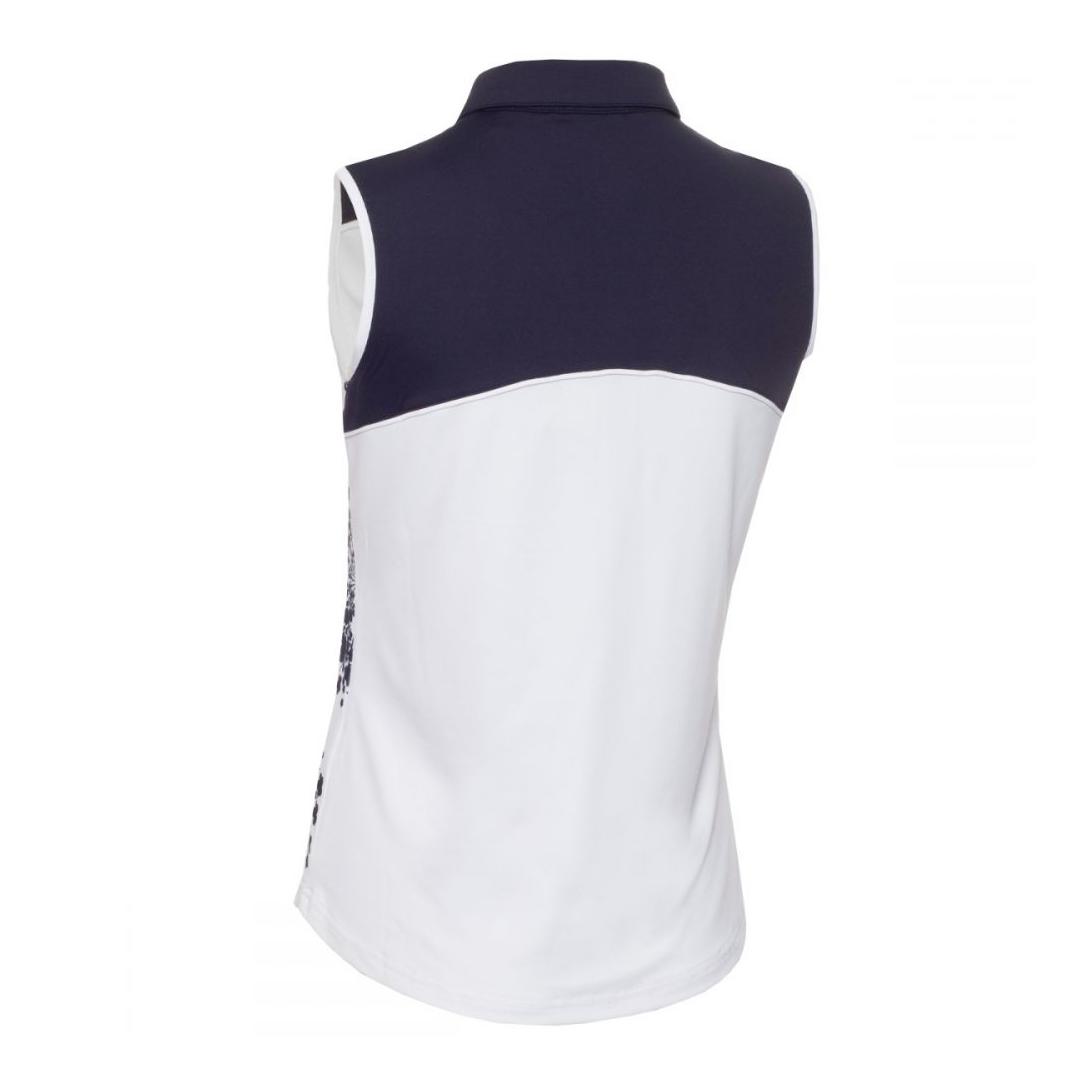 Green Lamb Ladies Enid Print Sleeveless Polo Shirt SG21866 – Image 2